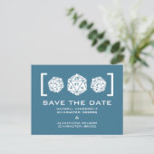 Blauw D20-desktopgamer Sla het Briefkaart Datum op (Staand voorkant)