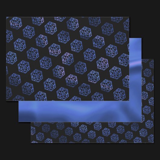 Blauw D20-patroon | RPG Fantasy Tabletop Gamer Dic Inpakpapier Vel