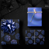 Blauw D20-patroon | RPG Fantasy Tabletop Gamer Dic Inpakpapier Vel