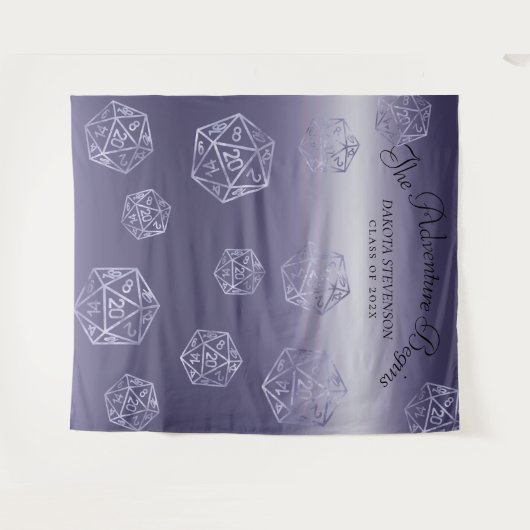 Blauw D20 | RPG Dice Weddenschap Foto Booth Backdr Wandkleed (Voorkant (horizontaal))