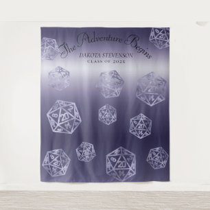 Blauw D20 RPG Dice Weddenschap Foto Booth Backdr Wandkleed