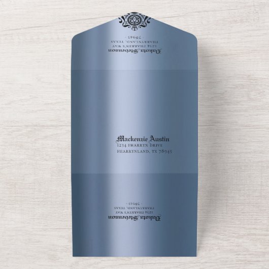  blauw D20 | RPG Tabletop Dice Weddenschap All In One Uitnodiging (Buitenkant)