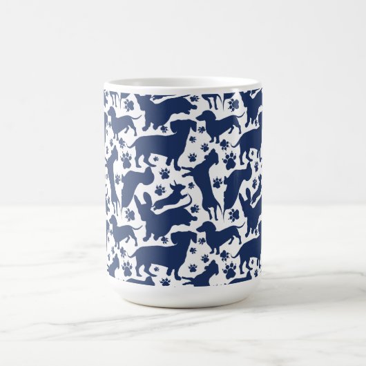 Blauw Dachshund Pattern-Sierkussen Koffiemok (Center)