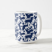 Blauw Dachshund Pattern-Sierkussen Koffiemok (Voorkant rechts)