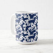 Blauw Dachshund Pattern-Sierkussen Koffiemok (Voorkant links)