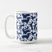 Blauw Dachshund Pattern-Sierkussen Koffiemok (Links)