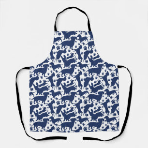Blauw Dachshund Pattern-Sierkussen Schort