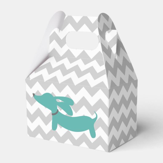 Blauw Dachshund Wiener Dog Baby shower geschenkdoo Bedankdoosjes (Voorkant Zijde)