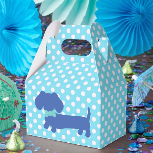 Blauw Dachshund Wiener Dog met Bow Stropdas Favor  Bedankdoosjes (Feest)