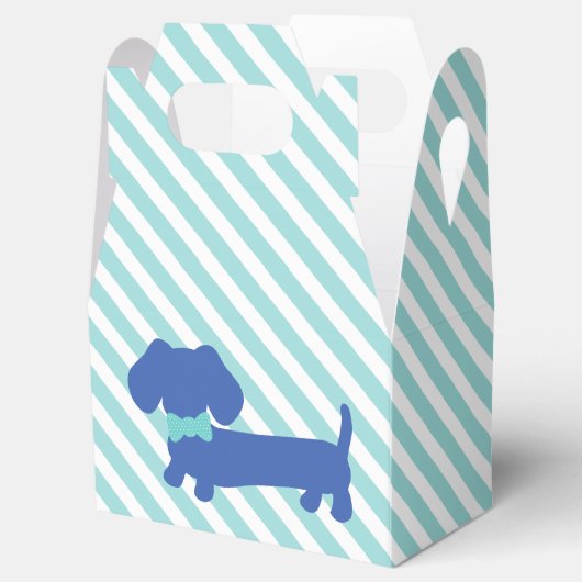 Blauw Dachshund Wiener Dog met Bow Stropdas Favor  Bedankdoosjes (Geopend)