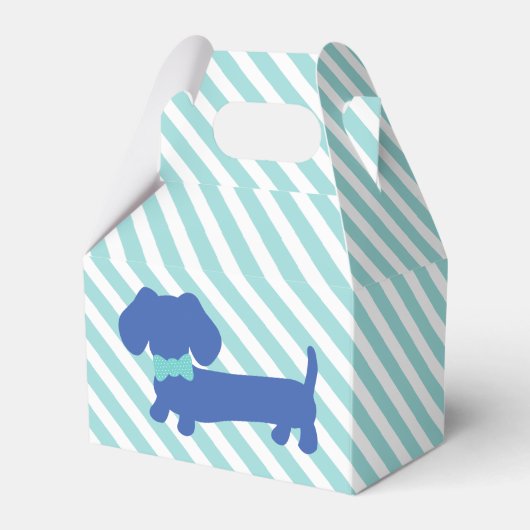 Blauw Dachshund Wiener Dog met Bow Stropdas Favor  Bedankdoosjes (Voorkant Zijde)