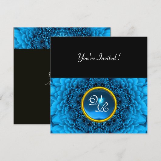 BLAUW DAHLIA, AQUAMARINE, heldergeel Kaart (Voorkant / Achterkant)