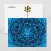 BLAUW DAHLIA BLOEM Abstract Bloemen Briefkaart (Voorkant / Achterkant)
