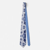 Blauw Dahlia bloemenpatroon 1 Stropdas (Voorkant)