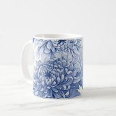 Blauw Dahlia-toolpatroon Koffiemok (Voorkant links)