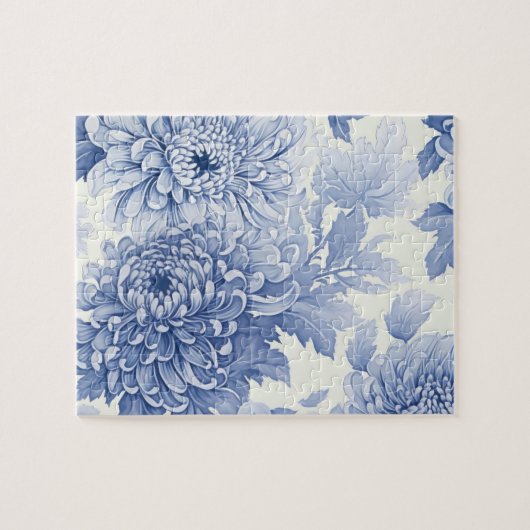 Blauw Dahlia-toolpatroon Legpuzzel (Horizontaal)