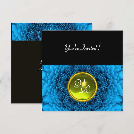 BLAUW DAHLIA, TOPAZ, heldergroen, zwart geel Kaart (Voorkant / Achterkant)