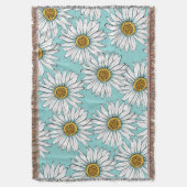 Blauw  Daisy bloemmotief Deken (Voorkant Verticaal)