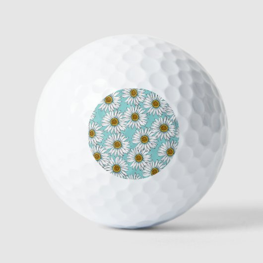 Blauw Daisy bloemmotief Golfballen (Voorkant)