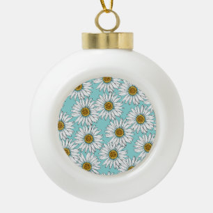 Blauw Daisy bloemmotief Keramische Bal Ornament
