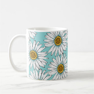Blauw  Daisy bloemmotief Koffiemok