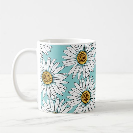 Blauw Daisy bloemmotief Koffiemok (Links)