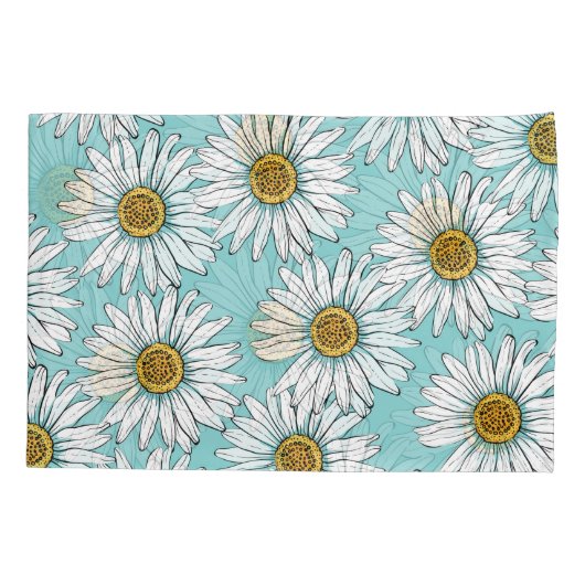 Blauw  Daisy bloemmotief Kussensloop (Achterkant)