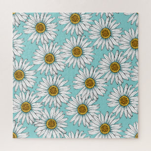 Blauw Daisy bloemmotief Legpuzzel