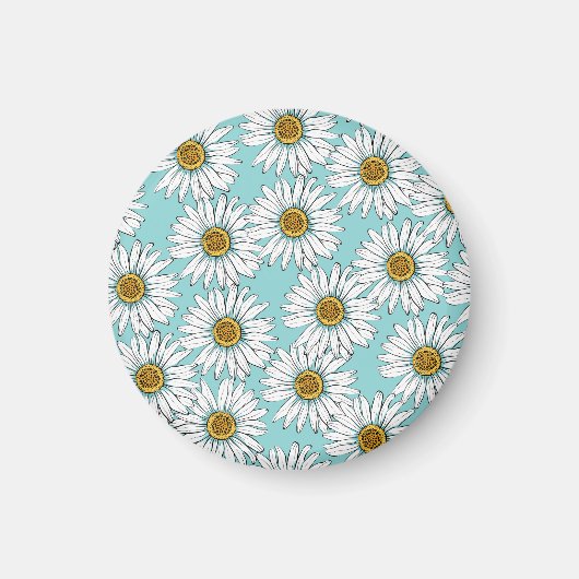 Blauw Daisy bloemmotief Magneet (Voorkant)