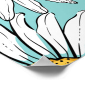 Blauw  Daisy bloemmotief Poster (Hoek)