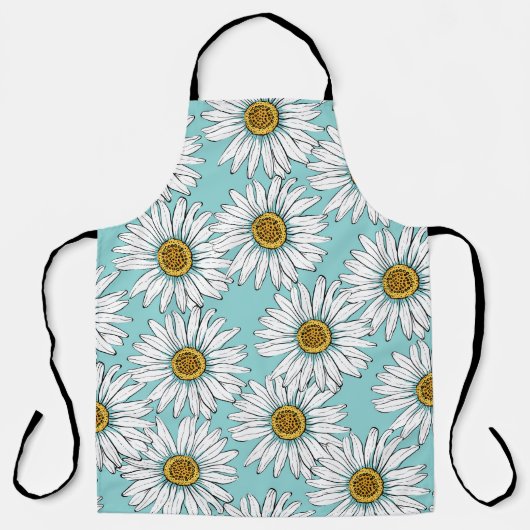 Blauw Daisy bloemmotief Schort (Voorkant)