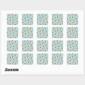 Blauw  Daisy bloemmotief Vierkante Sticker (Vel)
