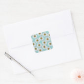 Blauw  Daisy bloemmotief Vierkante Sticker (Envelop)