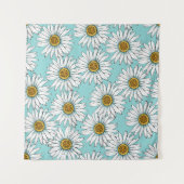Blauw  Daisy bloemmotief Wandkleed (Voorkant)