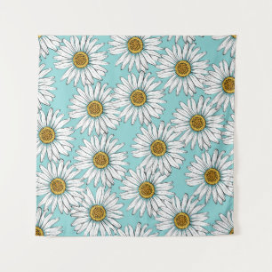 Blauw Daisy bloemmotief Wandkleed