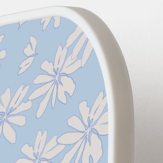 Blauw Daisy Bloempatroon Gepersonaliseerde naam Sc Pickleball Paddle (Links Detail)