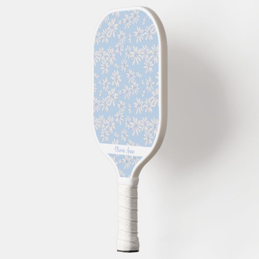 Blauw Daisy Bloempatroon Gepersonaliseerde naam Sc Pickleball Paddle (Links)