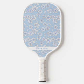 Blauw Daisy Bloempatroon Gepersonaliseerde naam Sc Pickleball Paddle