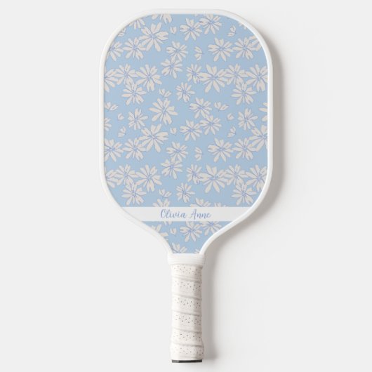 Blauw Daisy Bloempatroon Gepersonaliseerde naam Sc Pickleball Paddle (Voorkant)