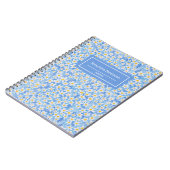 Blauw Daisy Bloempatroon Monogram Notitieboek (Linkerzijde)