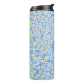 Blauw Daisy Bloempatroon Monogram Thermosbeker (Gedraaid links)