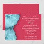 blauw daisy chevron kaart (Voorkant / Achterkant)