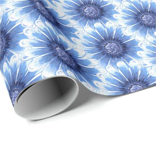 Blauw Daisy inpakpapier (Rol Hoek)