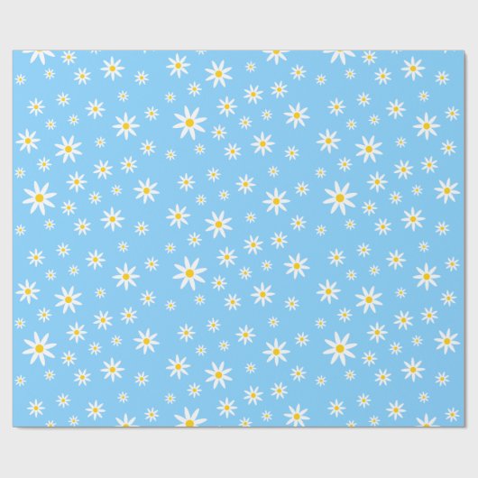 Blauw Daisy inpakpapier (Vlak)