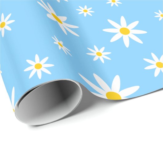 Blauw Daisy inpakpapier (Rol Hoek)