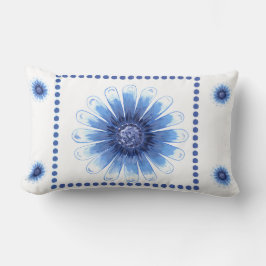 Blauw Daisy Lumbar Pillow Kussen