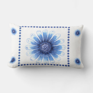Blauw Daisy Lumbar Pillow Kussen