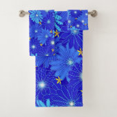blauw Daisy-patroon Bad Handdoek (Insitu)