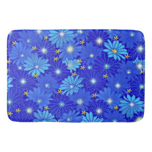 blauw Daisy-patroon Badmat