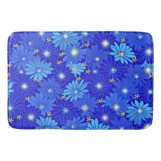  blauw Daisy-patroon Badmat (Voorkant)